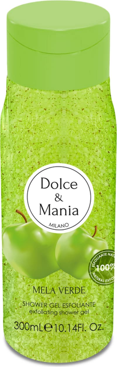 Gel Doccia Esfoliante DOLCE & MANIA Mela Verde 300ml - Scrub Corpo Idratante con Fragranza di Mela Verde, Rimuove le Cellule Morte per una Pelle Fresca e Profumata