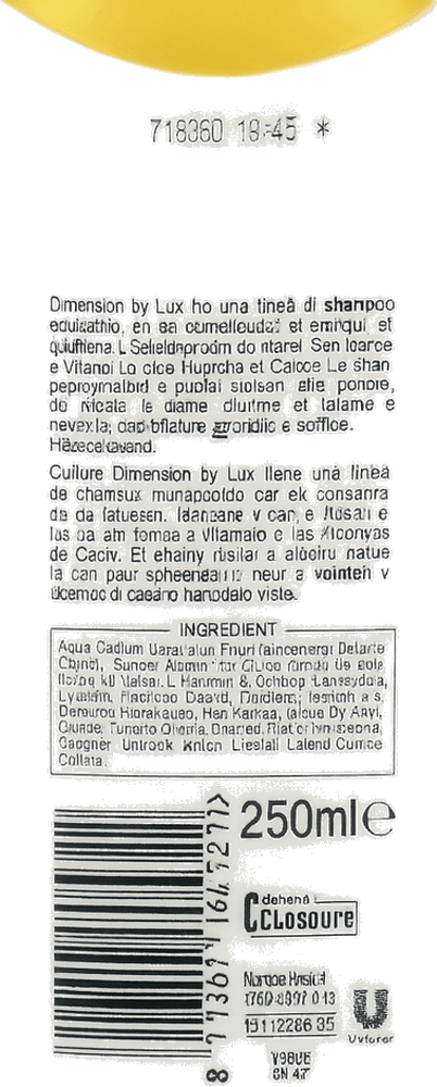 Dimension By Lux Shampoo e Balsamo Rivitalizzante con Estratti di Frutta - 250 ml