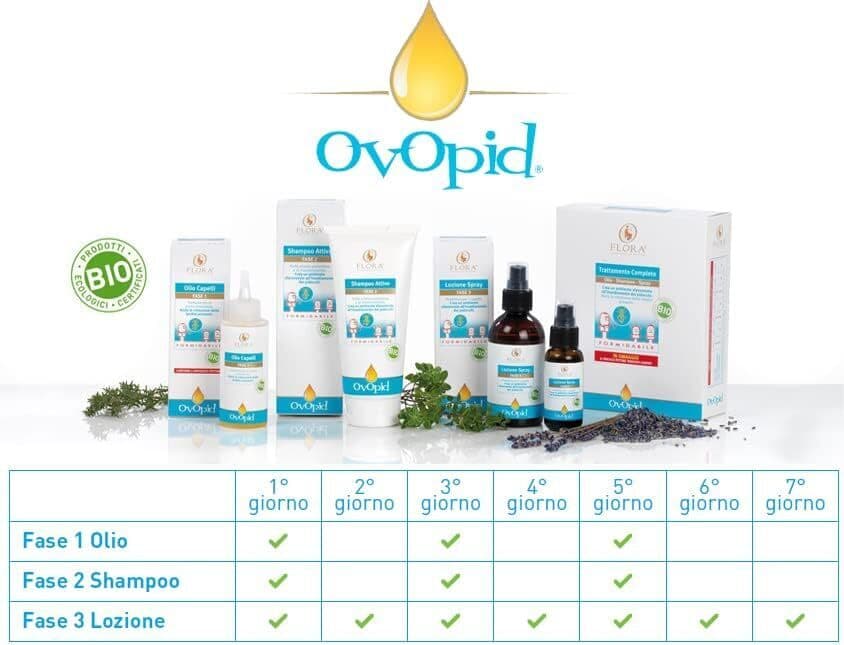 Olio Capelli Antipediculosi Flora Ovopid - Trattamento Protettivo ed Efficace Fase 1, 100 Ml - Rimuove Efficacemente i Pidocchi