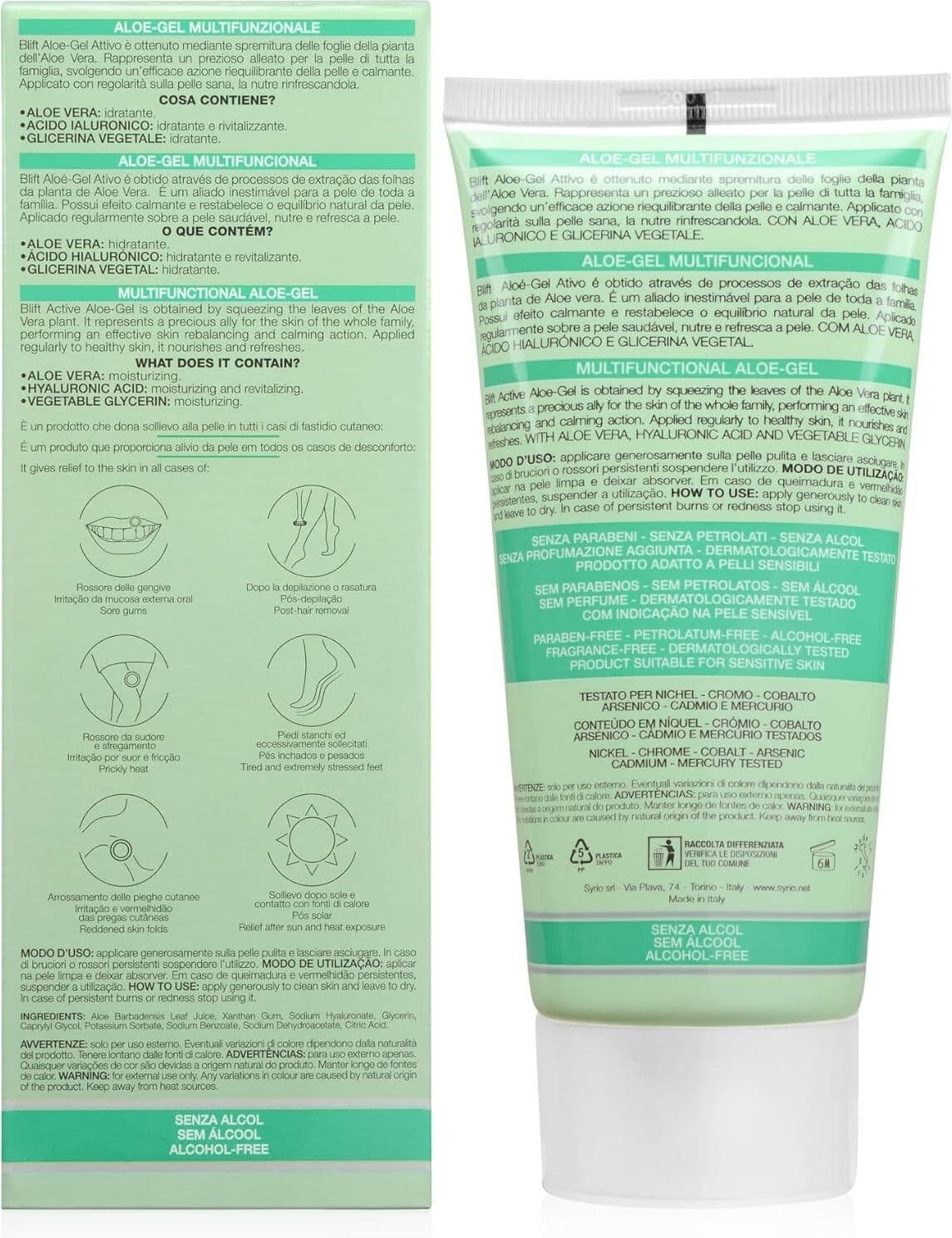 Blift, Aloe Gel Attivo, Multifunzionale,con 97% Aloe Vera,Pelli Sensibili,Made in Italy,150 ml