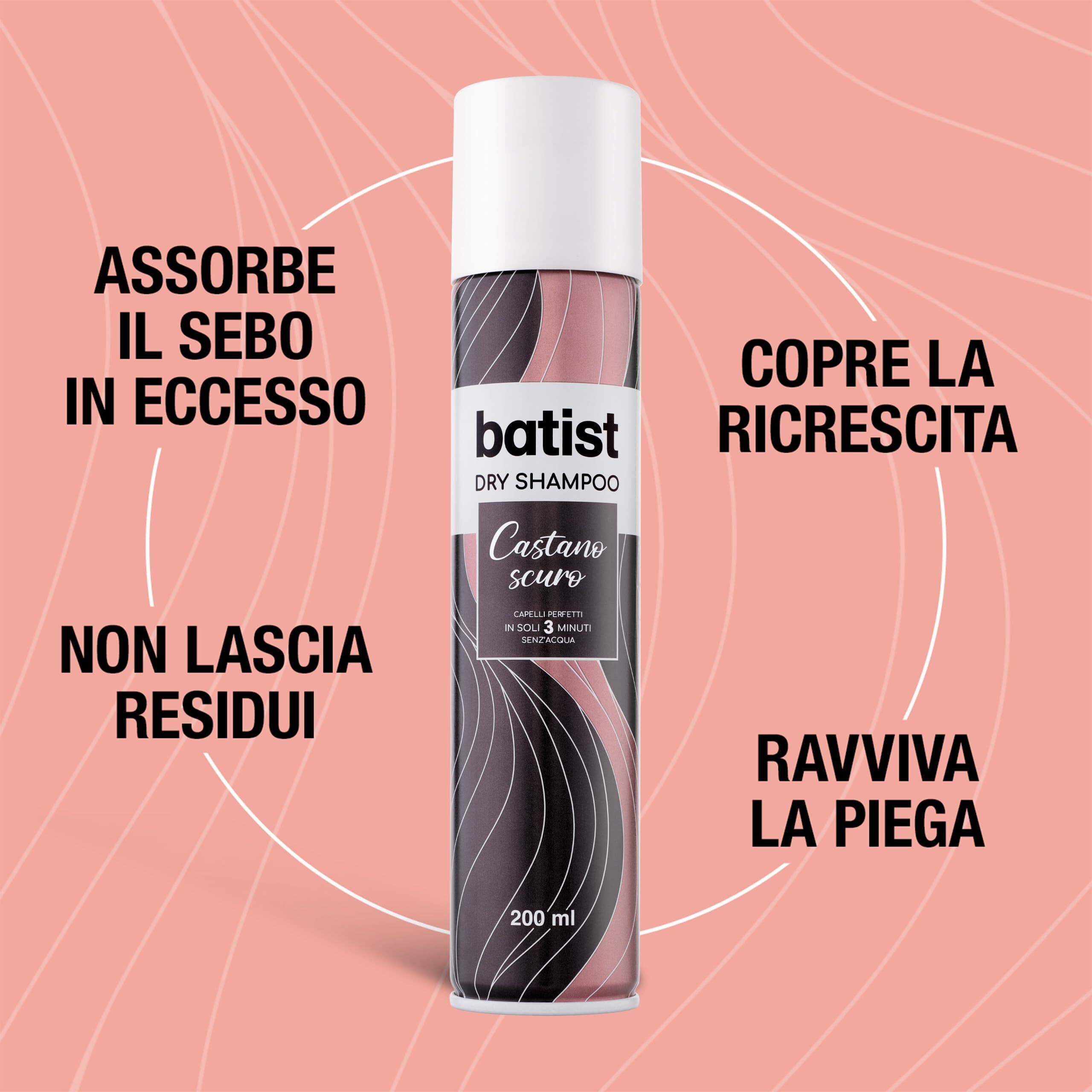 Shampoo Secco Rivitalizzante per Capelli Castano Scuro - Formula Nutriente 200 ml