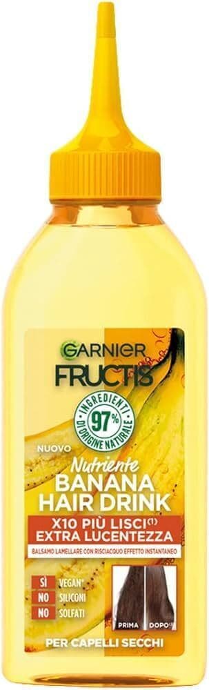 Balsamo Lamellare Nutriente Fructis Banana Hair Drink - 200 ml per Capelli Setosi e Forti