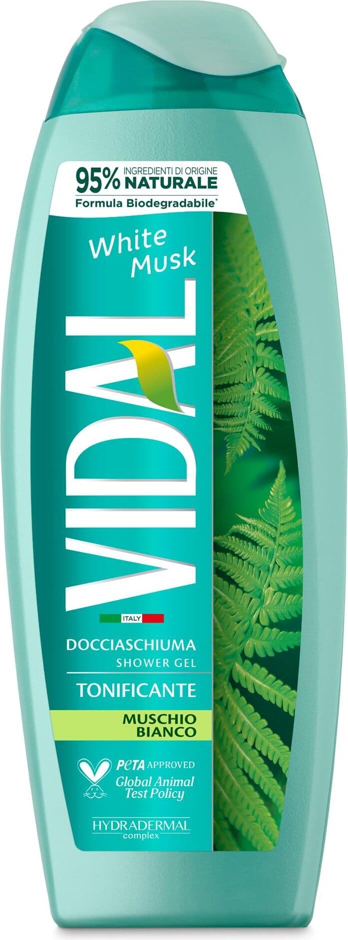 Docciaschiuma Tonificante Vidal White Musk - Muschio Bianco, Formula Dermatologicamente Testata, 250ml